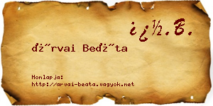 Árvai Beáta névjegykártya